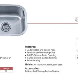 Guangdong Dongyuan Kitchenware Stainless Steel Single Bowl Bar Sinks thumbnail-2