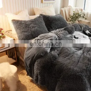 Custom Bed Cover Shaggy Fur Duvet Cover Luxury Ultra Soft Velvet Bedding Set thumbnail-5
