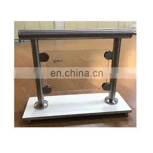 Stainless Steel Glass Railing Design Balustrade Post Clamps With Security Bottom Plate To Hold Glass thumbnail-2