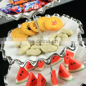 Custom Royal Style Restaurant Decor Three-tier Cake Fruit Stand Silver-plated Ceramic Dining Table Decoration thumbnail-4