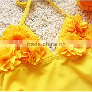 Summer Kids Girls Swimwear Yellow Sexy Swimwear for Kids Price Low thumbnail-3