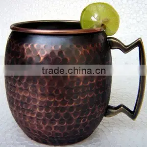 Black Antique Hammered Moscow Mule Copper Mug With Solid Twisted Brass Handle thumbnail-2