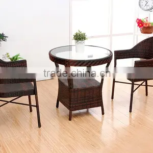 Rattan Table With Glass Top Rattan Outdoor Portable Furniture Rattan Glass Top Tables and Chairs thumbnail-1
