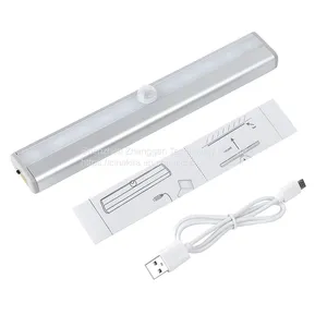 10 Leds Battery Powered Under Cabinet Lighting Stick On Motion Night Lamp Bar for Stairs Hallway Kitchen thumbnail-1