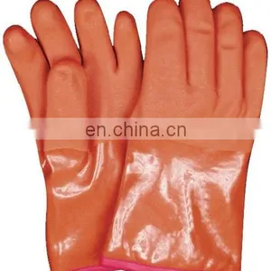 Fishing Thermal Oil Field Warm Cassimere Lined Cold Proof Blue Sandy PVC Glove, Hand Gloves, Rubber Glove thumbnail-4