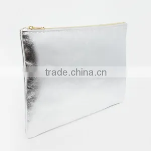 Hot Selling Fashion Metallic Leather Silver Plain Clutch Bag PU Leather Plain Clutch Bag thumbnail-2