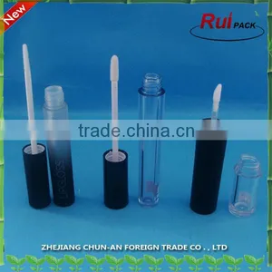 Plastic Clear Lip Gloss Tube With Lip Brush / Unique Shape Empty Lip Gloss Make-up Container Bottle thumbnail-1