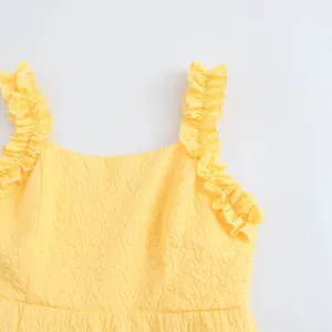 New Women's Solid Color Pullover Square Neck Sleeveless Textured Camisole Mid Length Dress thumbnail-2