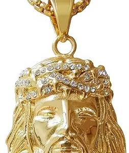 18K Gold-plated Jesus Christ Necklace for Men Women | Jesus Christ Pendant With Chain | Hip Hop Necklace thumbnail-1