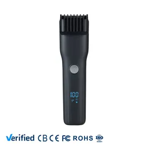 USB Fast Charging IPX7 Waterproof Men Beard Trimmer,Stainless Steel Blade 600mAh Li‑ion LCD Cordless Hair Clipper for Hotel Home Travel Salon thumbnail-1