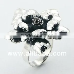 Blooming In Abundance Fancy Sterling Silver Rose Flower Ring thumbnail-1