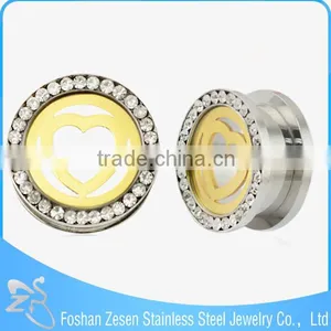 Gold Plated Surface Engraved Ear Tunnel Plugs Body Piercing Jewelry thumbnail-5