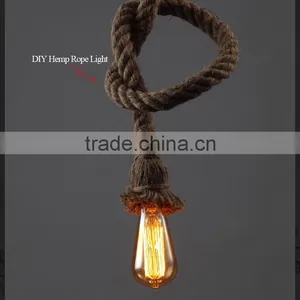 Retro DIY Art Hemp Rope Pendant Light 200cm Creative Art Chandelier Dining Room LED Droplight thumbnail-1