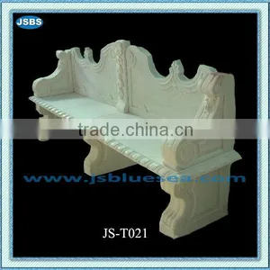 Garden Ornament White Stone Bench With Back thumbnail-1