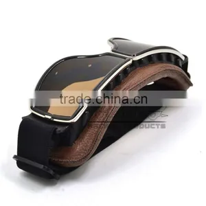 BJ-GT-011 Top Quality Adult Custom Coffee Leather Safety Spectacles Motocross Goggles thumbnail-5