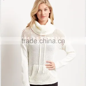 Lady Clothing Sweater Women Sweater Cashmere Funnel Neck Sweater thumbnail-2