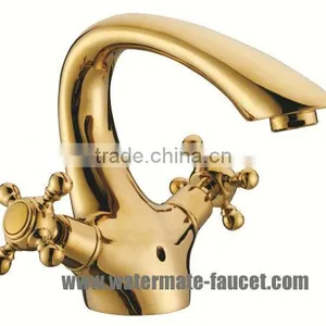 Double Handle Single Hole Basin Faucet Brass Mixer Tap thumbnail-1