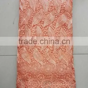 100% Polyester Leaf Africa Elegent Lace Fabric thumbnail-1
