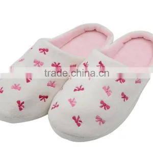 WOMEN'S Bowknot WHITE IINDOOR SLIPPER WITH PINK PRINT thumbnail-1