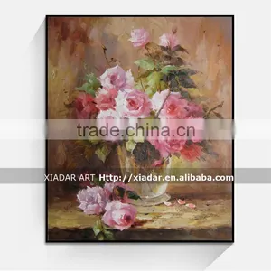Shu1782 Canvas Base Handmade Flower Oil Painting for Living Room Decoration thumbnail-1