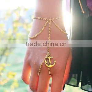 Women Girl Mutil Layers Finger Ring Hand Chain Bracelet Lucky Anchor Charms thumbnail-1