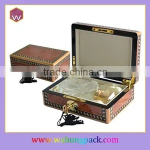 Custom Logo Large KeyLock Wood Veneer Wooden Perfume Gift Box Design thumbnail-1