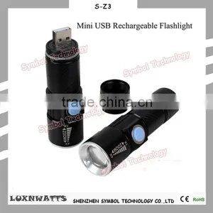 Zoomable 3 Light Mode Portable Rechargeable USB Charging Led Flashlight thumbnail-4
