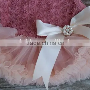 Handmade Baby Girls Evening Dresses Pink Flower Girl Dress Boutique High Quality Kids Dresses Flower Girl Dresses thumbnail-2