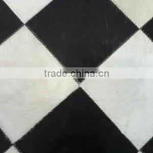 Black and White Modernized Patchwork Cowhide Carpet thumbnail-1