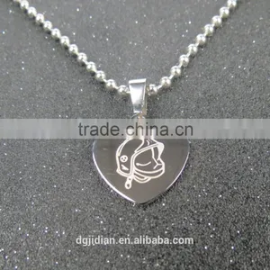 Mens Stainless Steel Heart Shaped Dog Tag Necklace Pendant Blank, Laser Engrave Logo Customize thumbnail-1