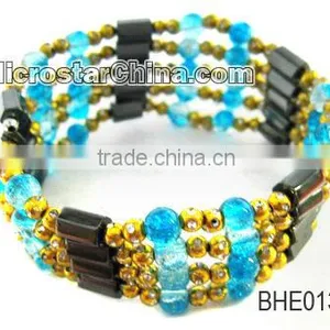 Fashion Custom Plastic Beads With Hematite Beads Elastic Bangle thumbnail-1