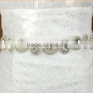 Elegant Graceful Crystal Beaded Bridal Sash Belt for Wedding Dress thumbnail-3