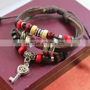 Latest Arrival New Design Jewelry Key Bracelet Nnisex Charm Trendy Korean Style Mutilayer Leather Bracelet/ thumbnail-4