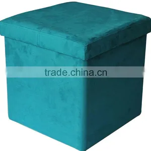 Beautiful!Blue Suede Foldable Storage Bench thumbnail-1