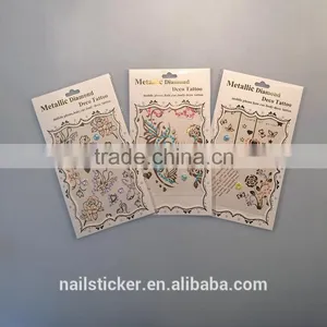 Custom New Fashion Rhinestone Metallic Tattoo Crystal Gold Foil Tattoo Stickers thumbnail-3