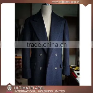 High Quality Double Breasted Custom Made Cashmere Wool Overcoat Men thumbnail-1