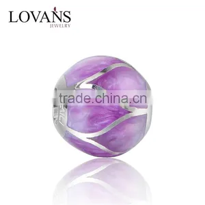 2016 European Romantic Purple Color Enamel S925 Charm Bracelet thumbnail-1