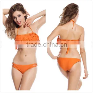 Accept Paypal Hot Wholesale Sexy Tassel Swimwear Fringe Bandeau Bikini With Straps thumbnail-1