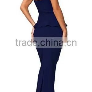 Women's Drop Shoulder Glamorous Peplum Maxi Dress thumbnail-4