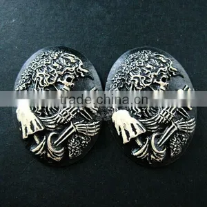 30x40mm Oval Skull Beauty Resin Cameo Black Vintage Style Halloween Cabochon DIY Pendant Charm Supplies 4120085 thumbnail-1