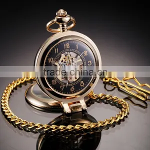 Elegant Hollow Hand Winding Mechanical Analog Men Pocket Watch thumbnail-1