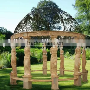 Hand-carved Garden Marble Gazebo With Women Statue thumbnail-1