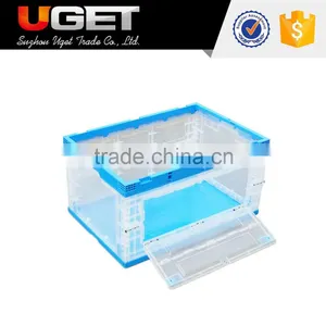Durable Foldable Collapsible Euro Hard Plastic Crate With Cover thumbnail-2