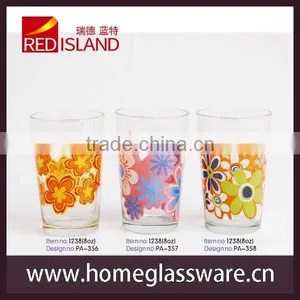 The Classic Pattern Design Wholesale 8oz Drinking Glass Cup With Frosted Flower Decoration thumbnail-1
