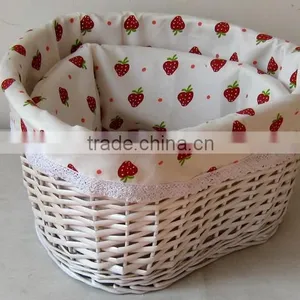 Empty White Wicker Gift Storage Basket Wicker Basket for Home Kitchen Storage thumbnail-3