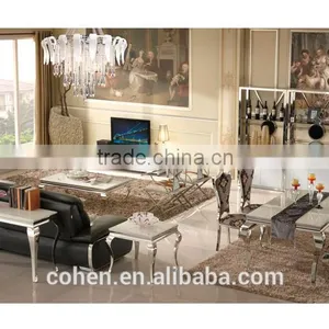 European Simple Style Stainless Steel Legs Marble Top Living Room tv Stand Unit Furniture thumbnail-3
