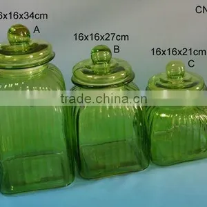 Colored Green Square Wholesale Glass Apothecary Jars thumbnail-1