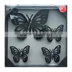 Black Butterly 3D Mirror Sticker Wall Decal thumbnail-1