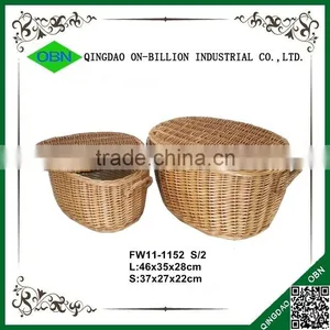 Wicker Knitting Picnic Basket Wicker Hamper Basket With Lid thumbnail-2