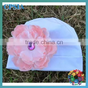 White Cotton Hats With Flower New Arrival Cotton Baby Beanie Hats Cotton Slouch Hat thumbnail-1